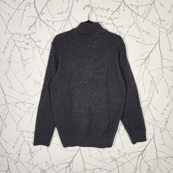 Robert Graham Charcoal Cotton Blend Knit Quarter Zip Mockneck Sweater - Picture 3 of 6